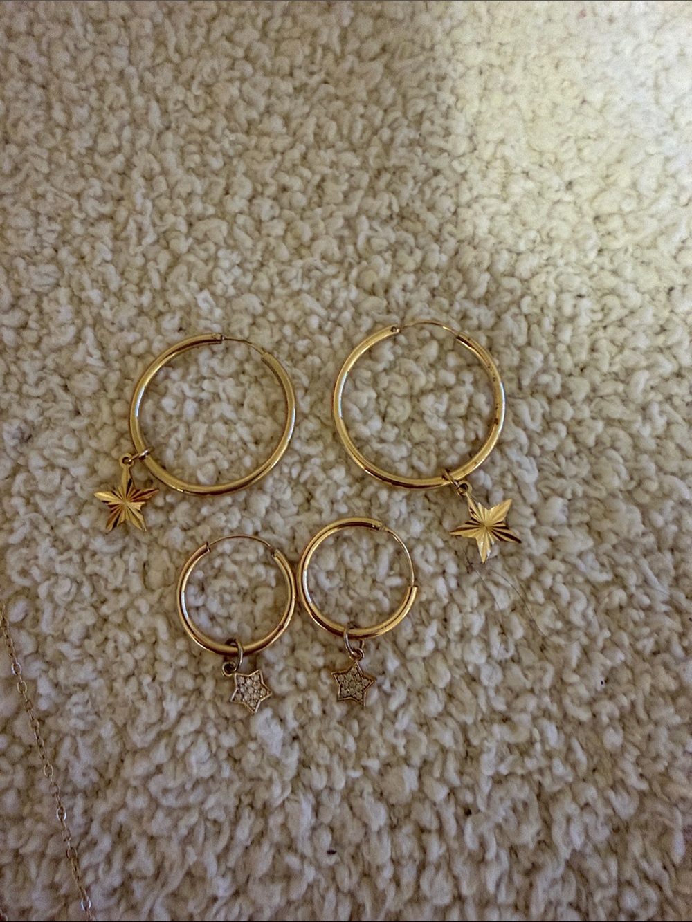 Gold Star Charm Hoop Earrings - Set of 4